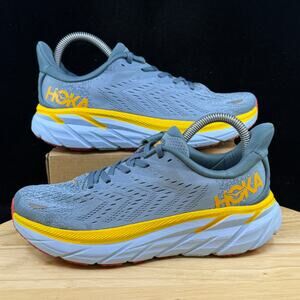 HOKA Clifton 8 Women’s Running Shoes – Blue/ Yellow Size 7B Athletic shoes